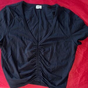 Wilfred Free Black Ruched V-Neck Top